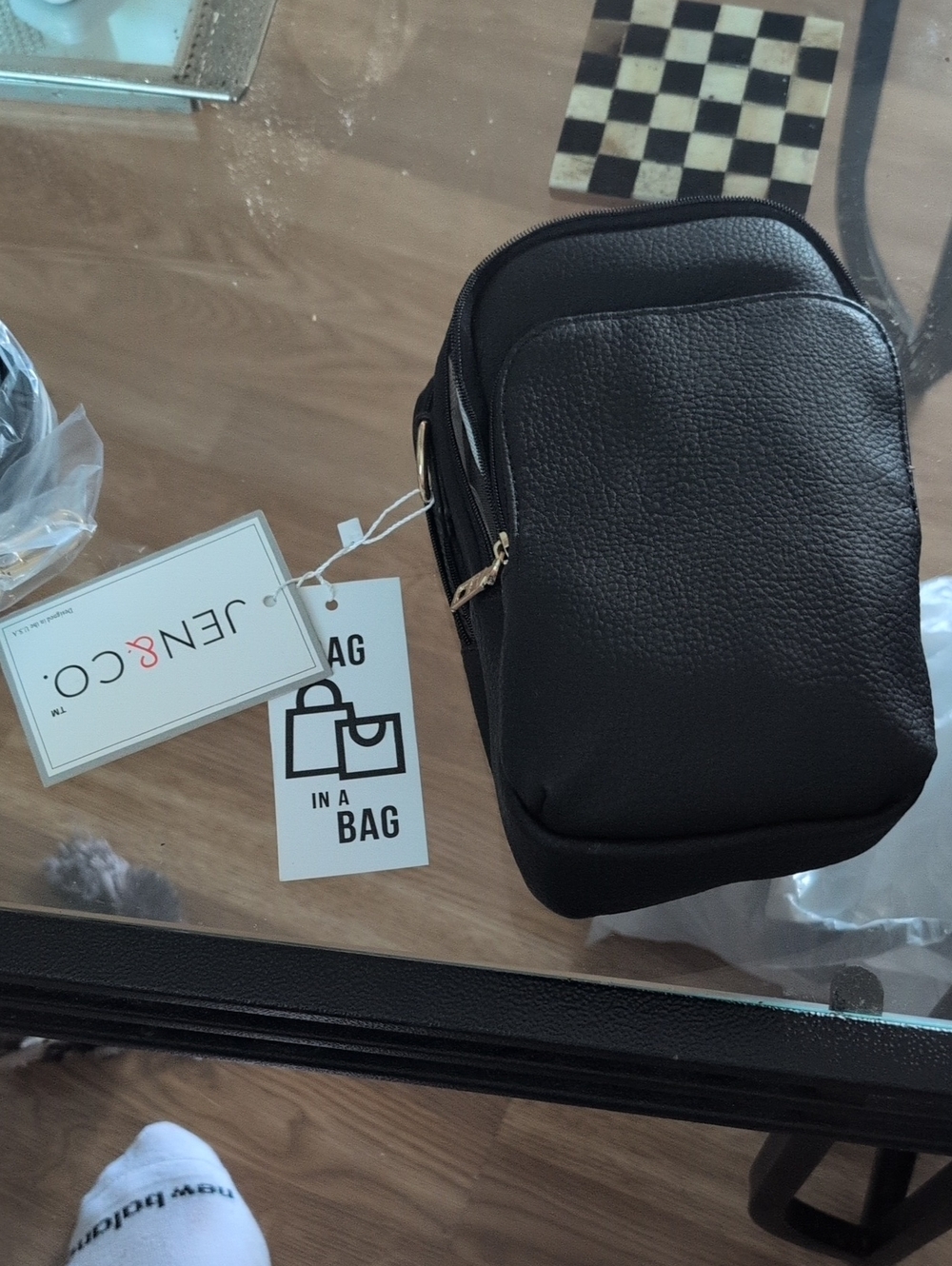 JEN & CO Black Pebble Mini Crossbody Bag